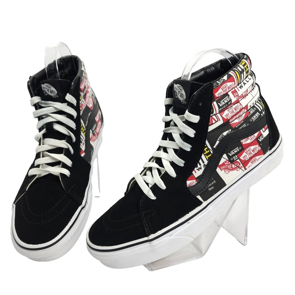 Vans Sk8-Hi Label Mix Men's Sz 8 Women's 9.5 Black Suede Skate Logo Shoes 500514